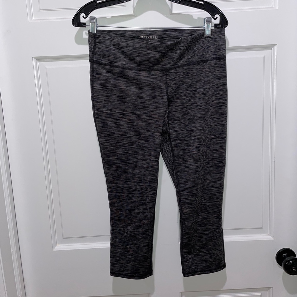 Ideology workout leggings, gray/black, size medium